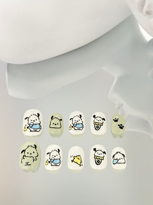Short square oval pacha dog nails child green